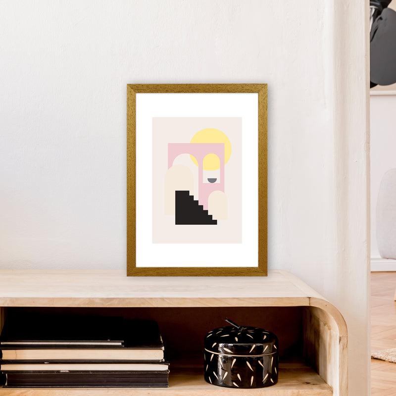 Mila Pink Stairs To Sun N6  Art Print by Pixy Paper A3 Print Only