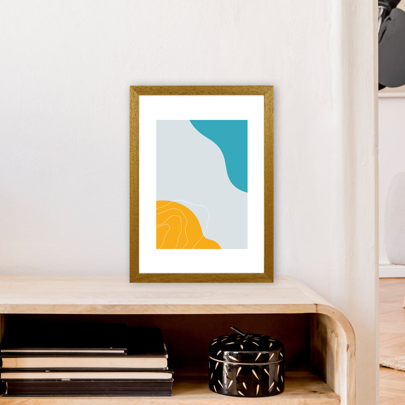 Mita Teal Abstract N19  Art Print by Pixy Paper A3 Print Only