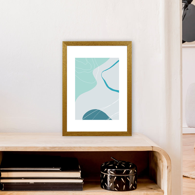 Mita Teal Abstract N17  Art Print by Pixy Paper A3 Print Only