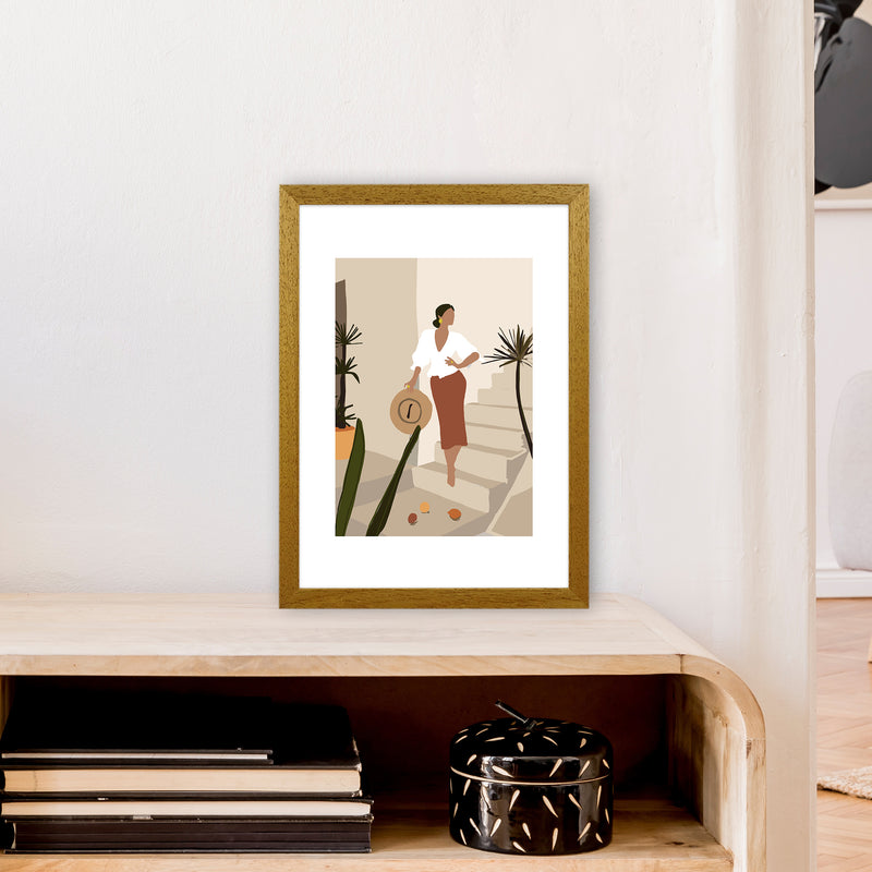 Mica Girl On Stairs N8  Art Print by Pixy Paper A3 Print Only