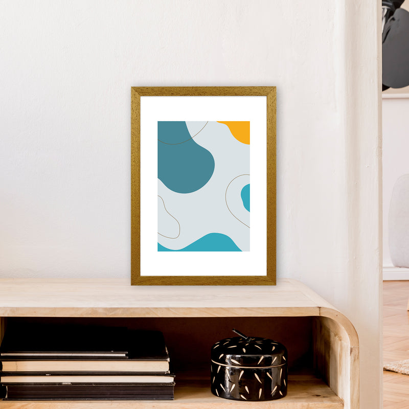 Mita Teal Abstract N16  Art Print by Pixy Paper A3 Print Only