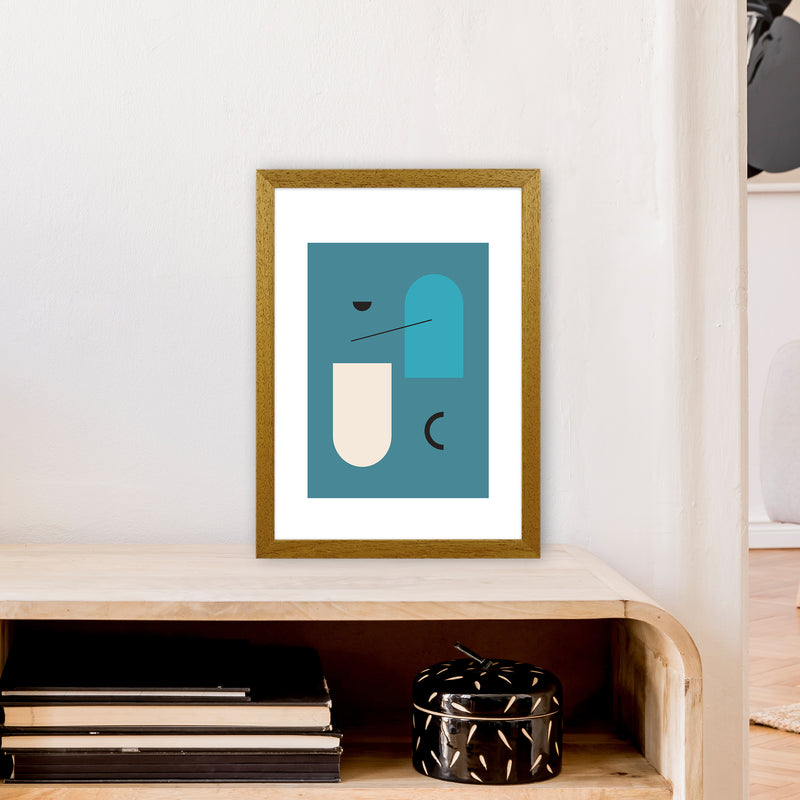 Mita Teal Abstract N4  Art Print by Pixy Paper A3 Print Only
