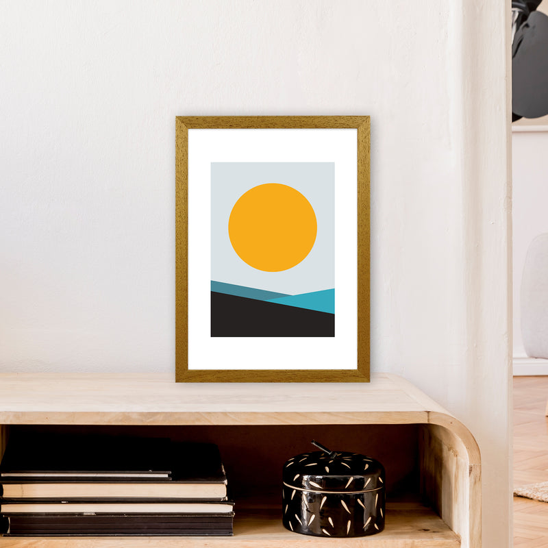 Mita Teal Big Sun N6  Art Print by Pixy Paper A3 Print Only