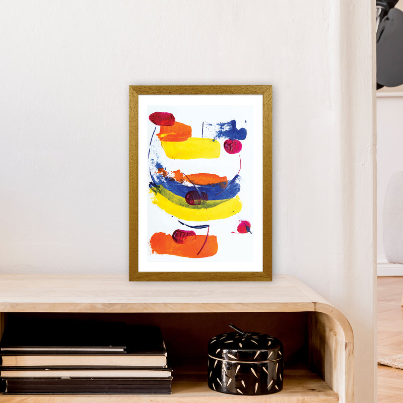 Bright Yellow Blue And Red Paint Strokes  Art Print by Pixy Paper A3 Print Only