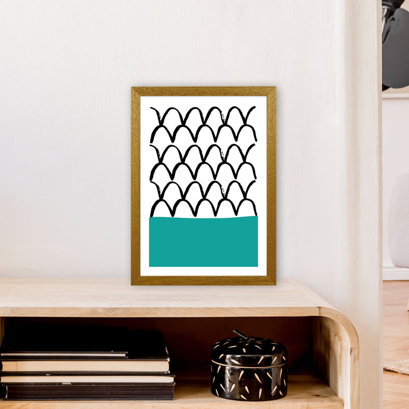 Teal Fishscales Neon Funk  Art Print by Pixy Paper A3 Print Only