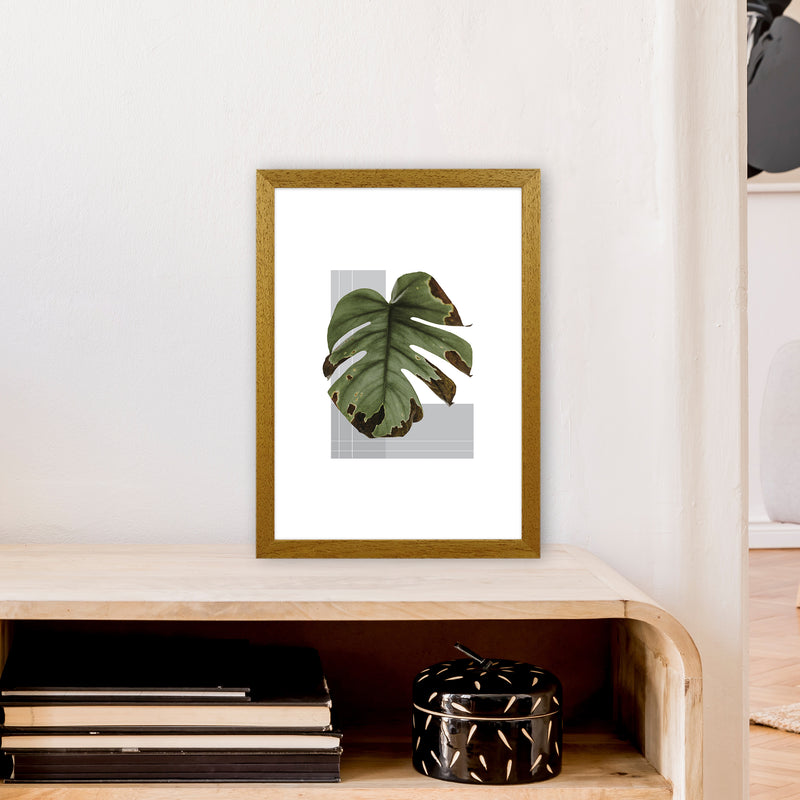 Green Leaf Grey  Art Print by Pixy Paper A3 Print Only