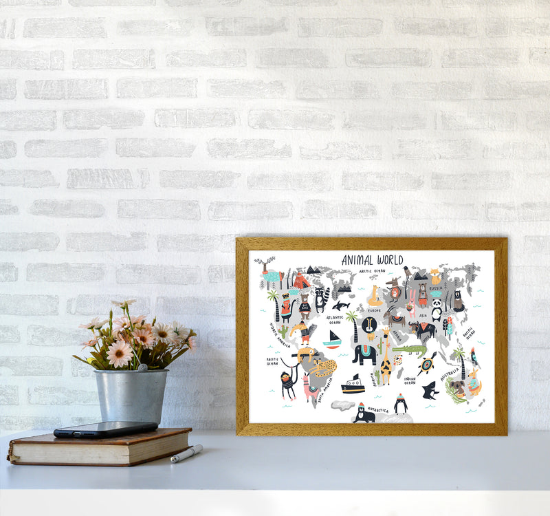 Animal World Map  Art Print by Pixy Paper A3 Print Only