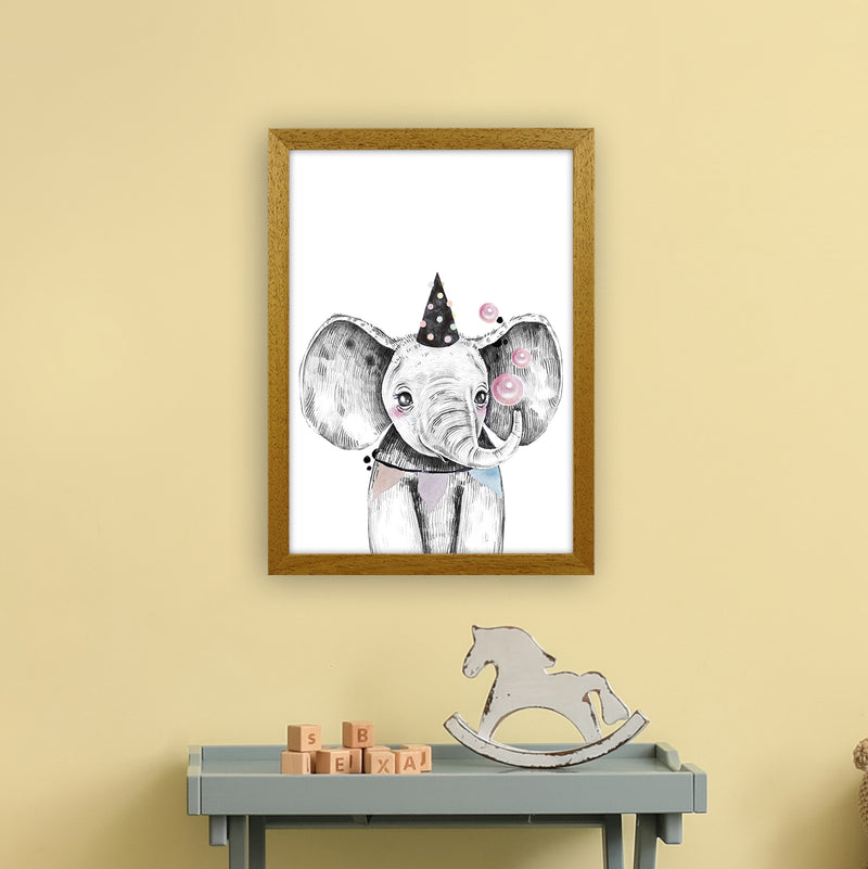 Safari Babies Elephant With Party Hat  Art Print by Pixy Paper A3 Print Only