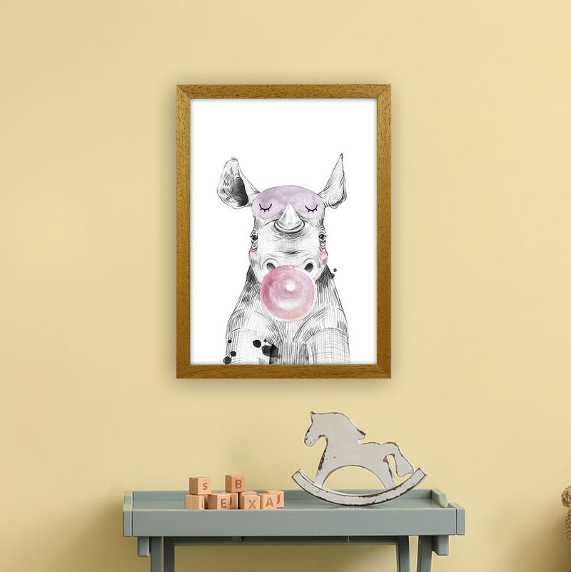 Safari Babies Rhino With Bubble  Art Print by Pixy Paper A3 Print Only