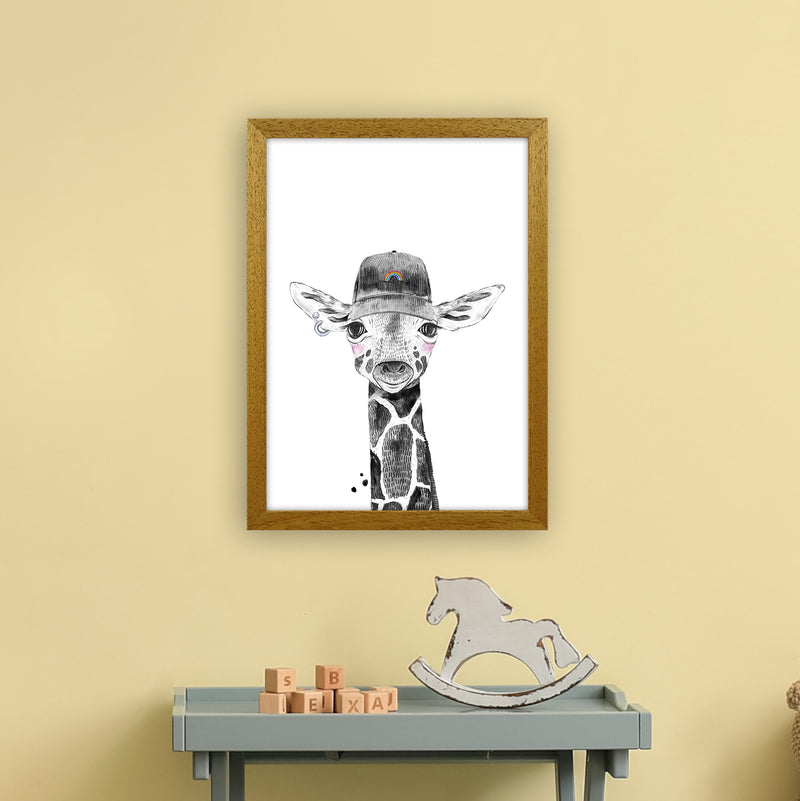 Safari Babies Giraffe With Hat  Art Print by Pixy Paper A3 Print Only