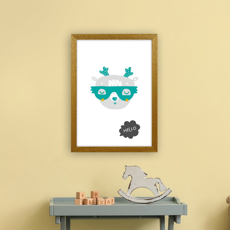 Hello Animal Teal Super Scandi  Art Print by Pixy Paper A3 Print Only