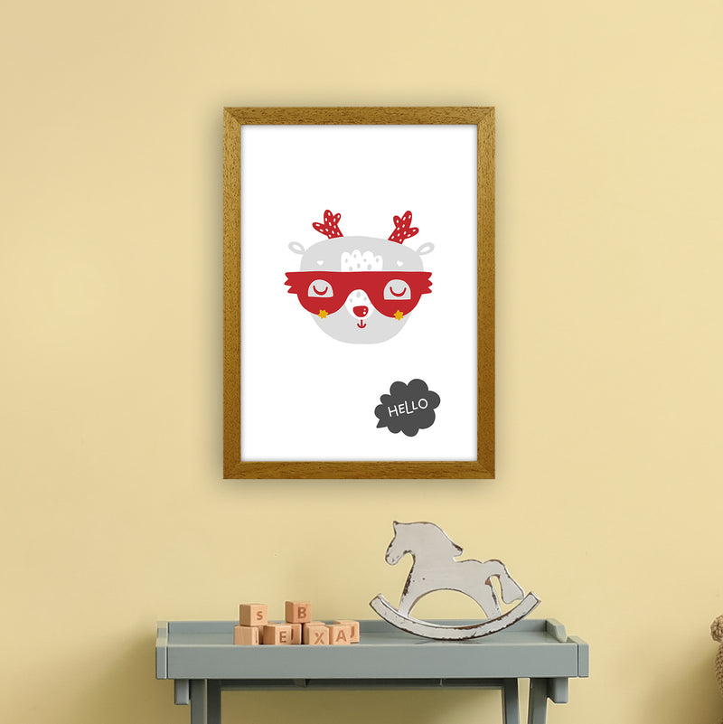 Hello Animal Red Super Scandi  Art Print by Pixy Paper A3 Print Only