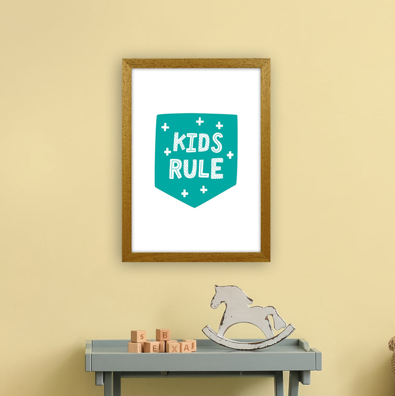 Kids Rule Teal Super Scandi  Art Print by Pixy Paper A3 Print Only