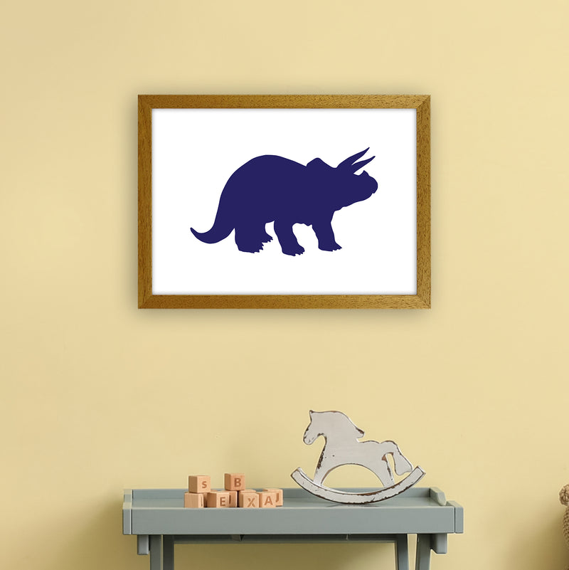 Triceratops Navy  Art Print by Pixy Paper A3 Print Only