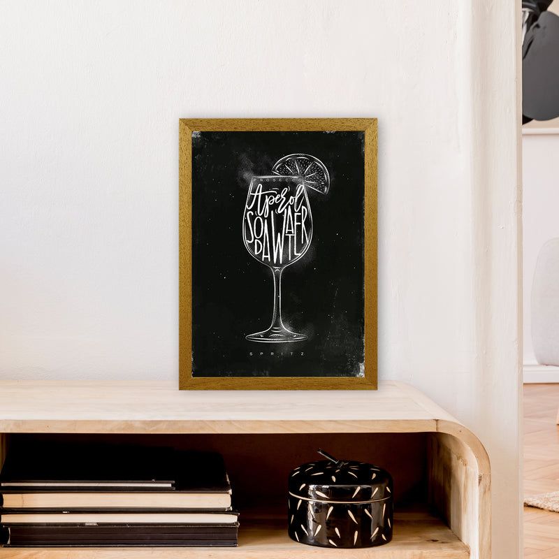 Prosecco Spritz Cocktail Black  Art Print by Pixy Paper A3 Print Only