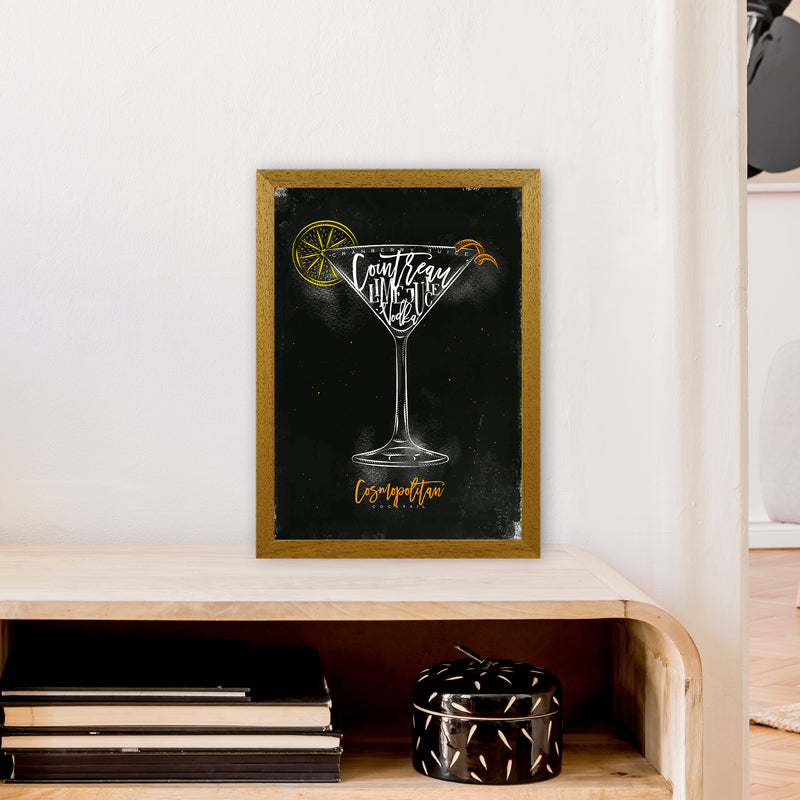 Cosmopolitan Cocktail Black  Art Print by Pixy Paper A3 Print Only