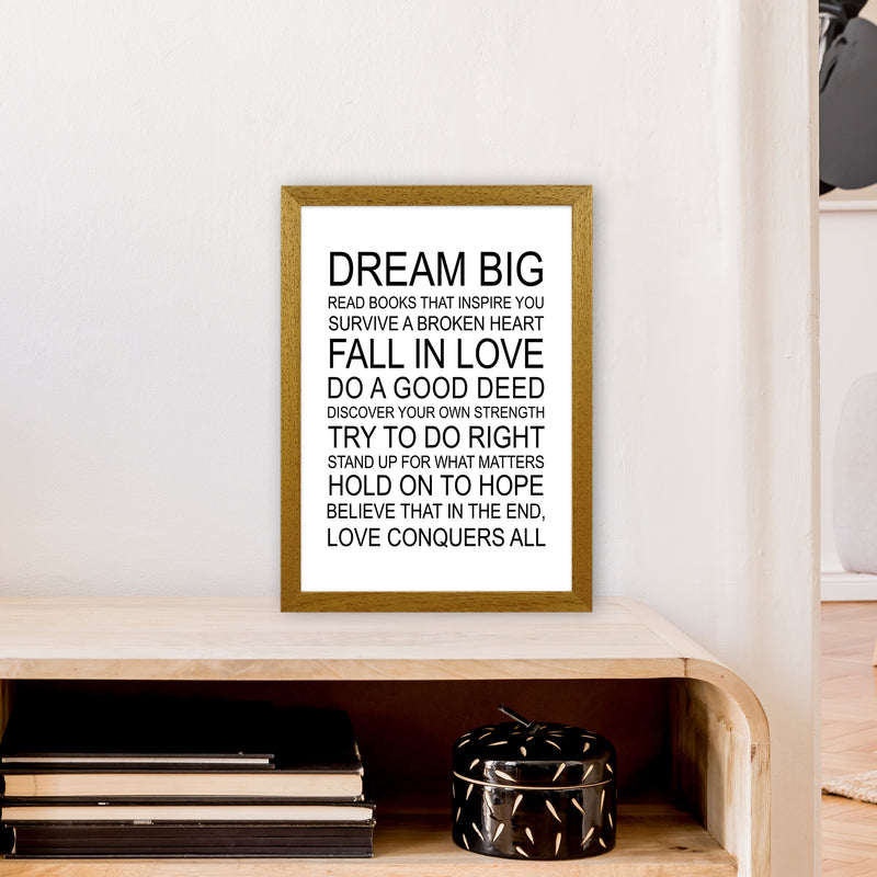 Dream Big Inspirational  Art Print by Pixy Paper A3 Print Only