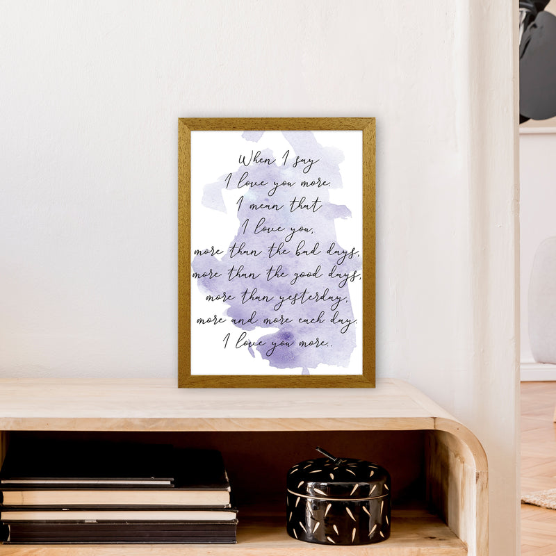 Love You More Purple  Art Print by Pixy Paper A3 Print Only