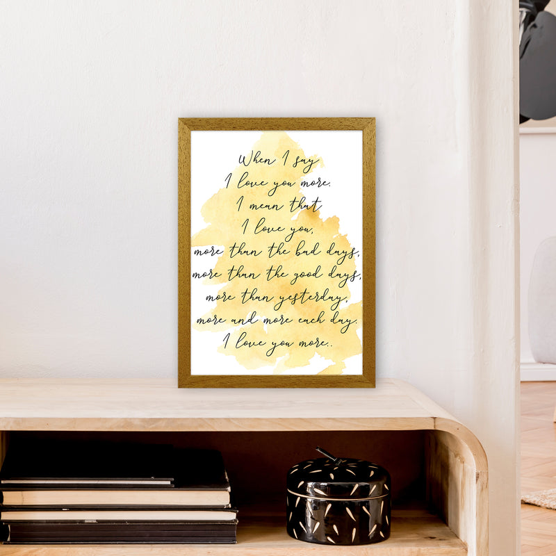 Love You More Yellow  Art Print by Pixy Paper A3 Print Only