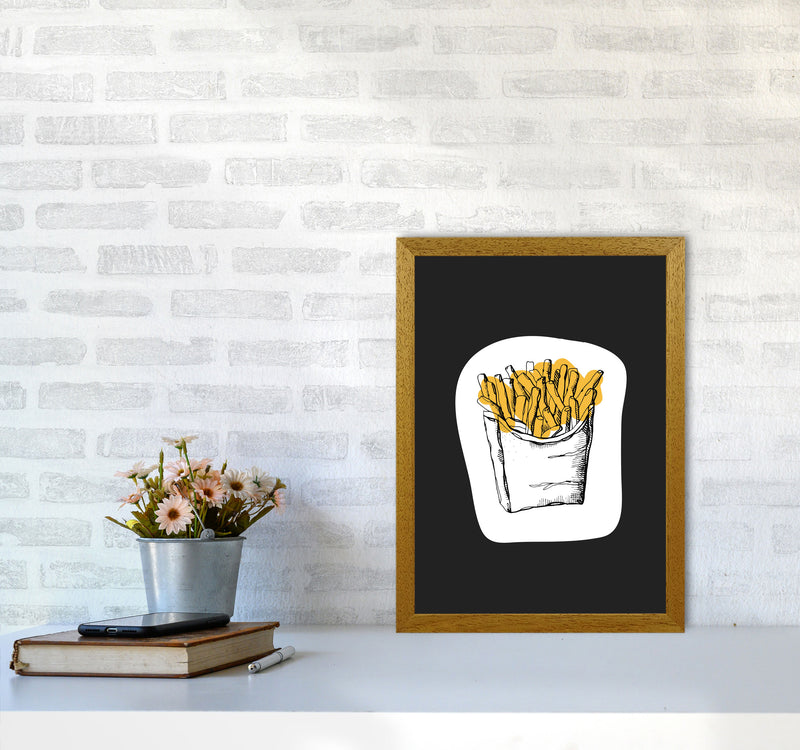 Kitchen Pop Fries Off Black Art Print by Pixy Paper A3 Print Only