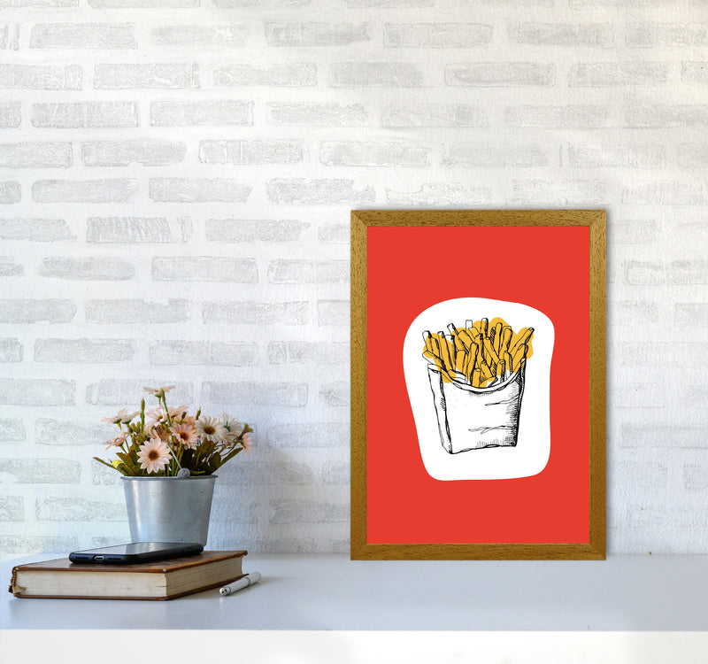 Kitchen Pop Fries Red Art Print by Pixy Paper A3 Print Only