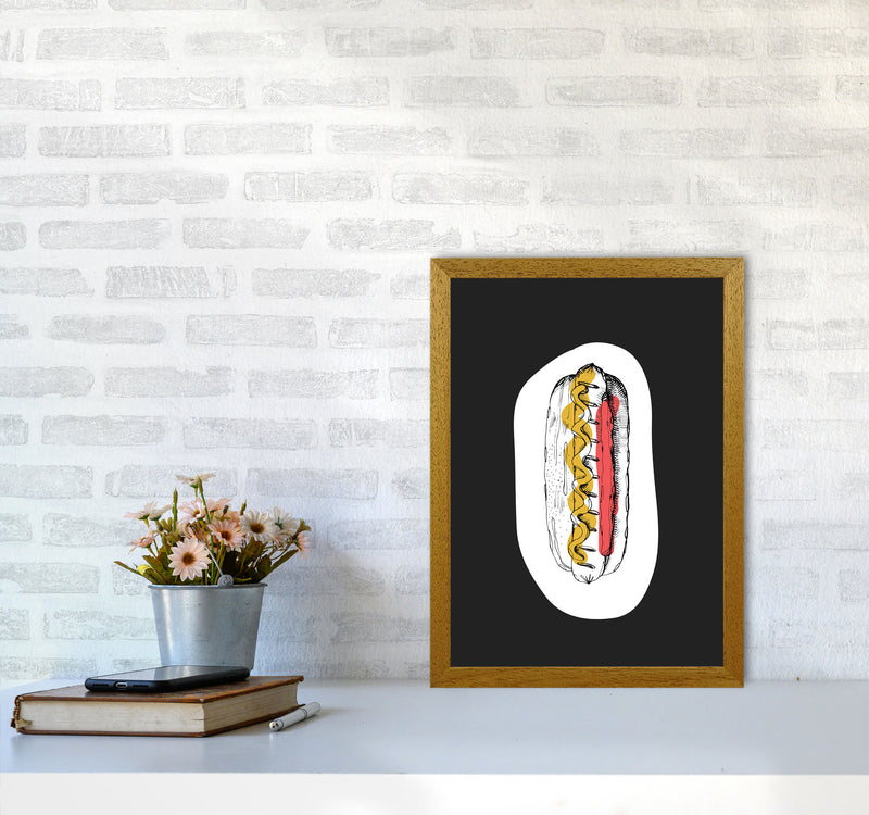 Kitchen Pop Hot Dog Off Black Art Print by Pixy Paper A3 Print Only