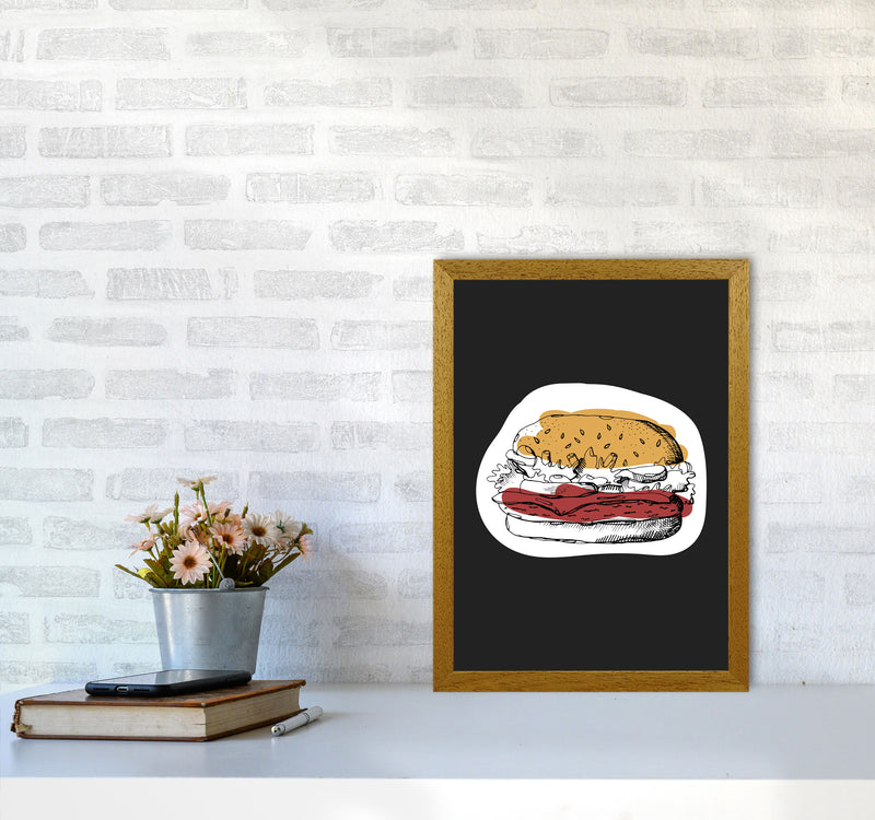 Kitchen Pop Burger Off Black Art Print by Pixy Paper A3 Print Only