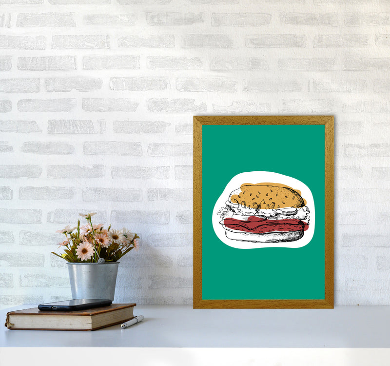 Kitchen Pop Burger Teal Art Print by Pixy Paper A3 Print Only