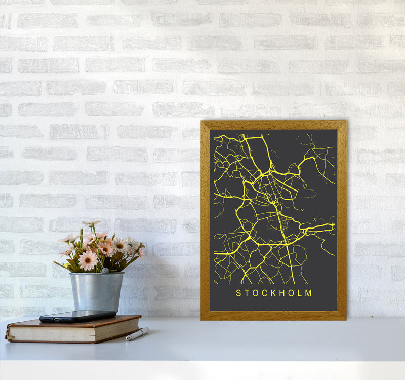 Stockholm Map Neon Art Print by Pixy Paper A3 Print Only