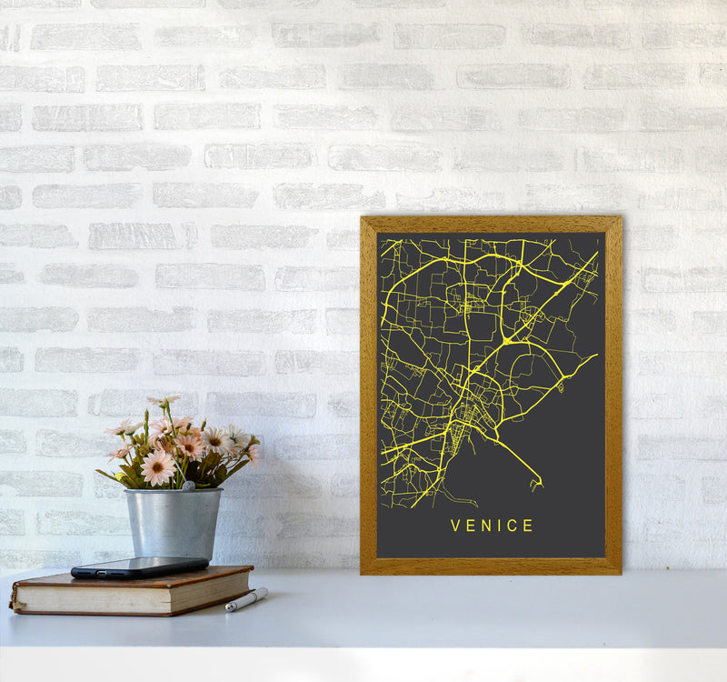 Venice Map Neon Art Print by Pixy Paper A3 Print Only