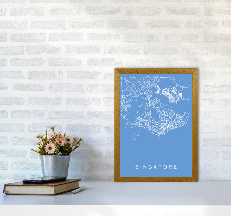 Singapore Map Blueprint Art Print by Pixy Paper A3 Print Only