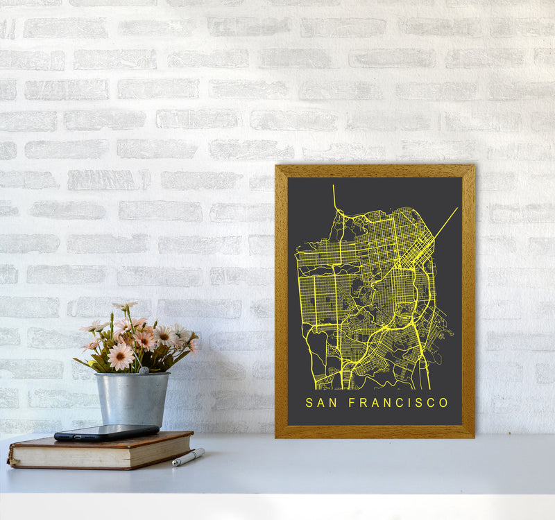 San Francisco Map Neon Art Print by Pixy Paper A3 Print Only