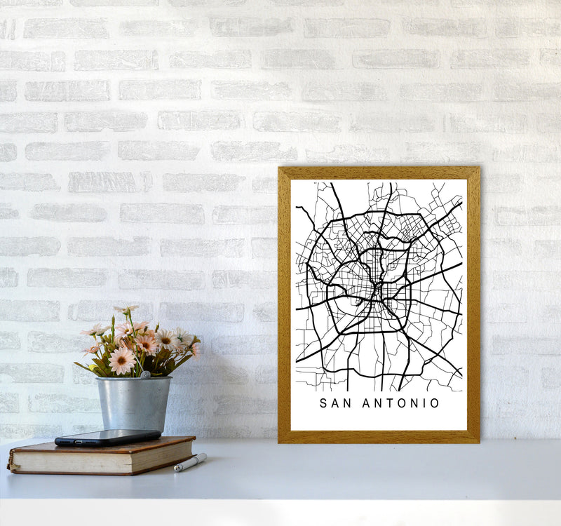 San Antonio Map Art Print by Pixy Paper A3 Print Only