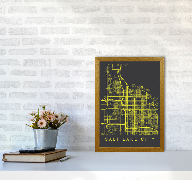Salt Lake City Map Neon Art Print by Pixy Paper A3 Print Only
