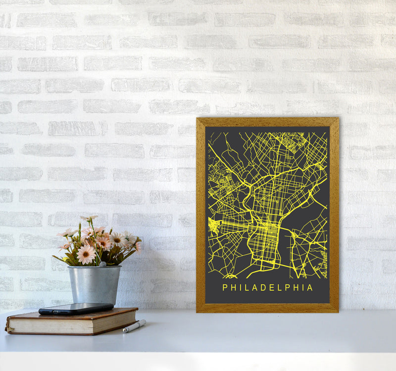 Philadelphia Map Neon Art Print by Pixy Paper A3 Print Only