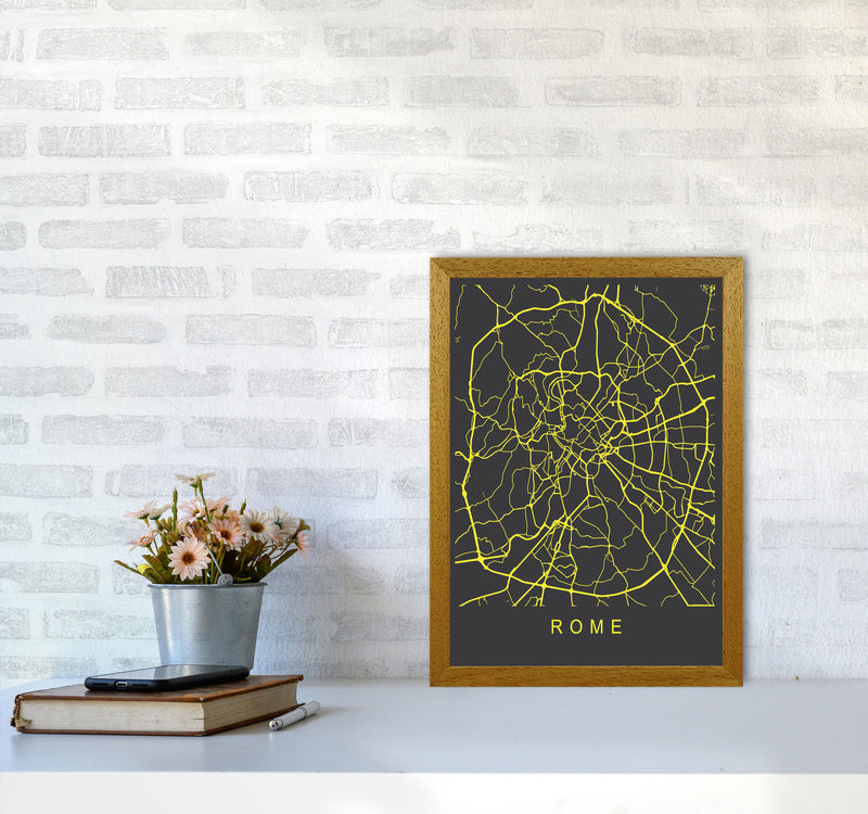 Rome Map Neon Art Print by Pixy Paper A3 Print Only