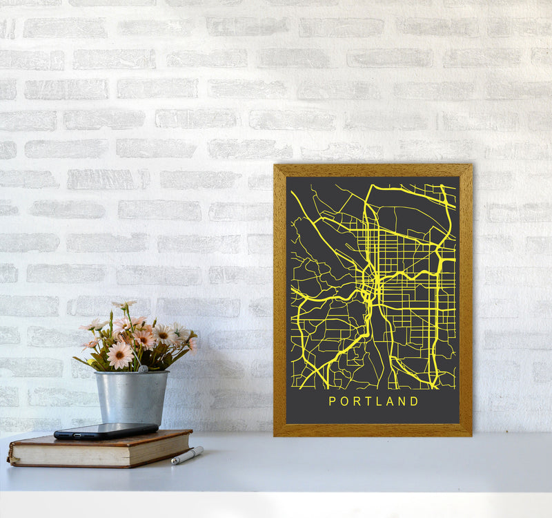 Portland Map Neon Art Print by Pixy Paper A3 Print Only