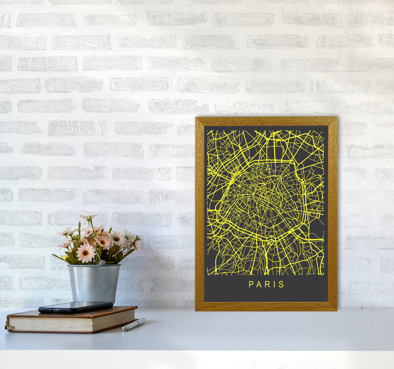 Paris Map Neon Art Print by Pixy Paper A3 Print Only