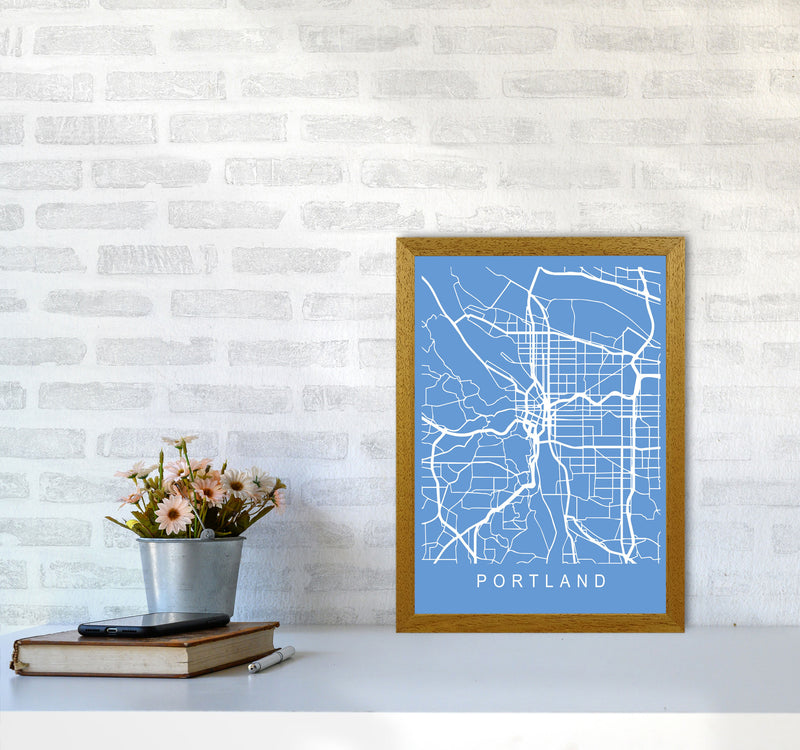 Portland Map Blueprint Art Print by Pixy Paper A3 Print Only