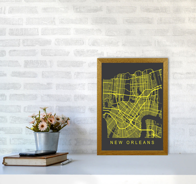 New Orleans Map Neon Art Print by Pixy Paper A3 Print Only