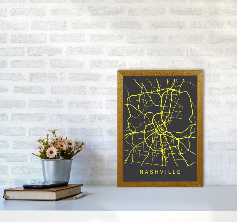 Nashville Map Neon Art Print by Pixy Paper A3 Print Only