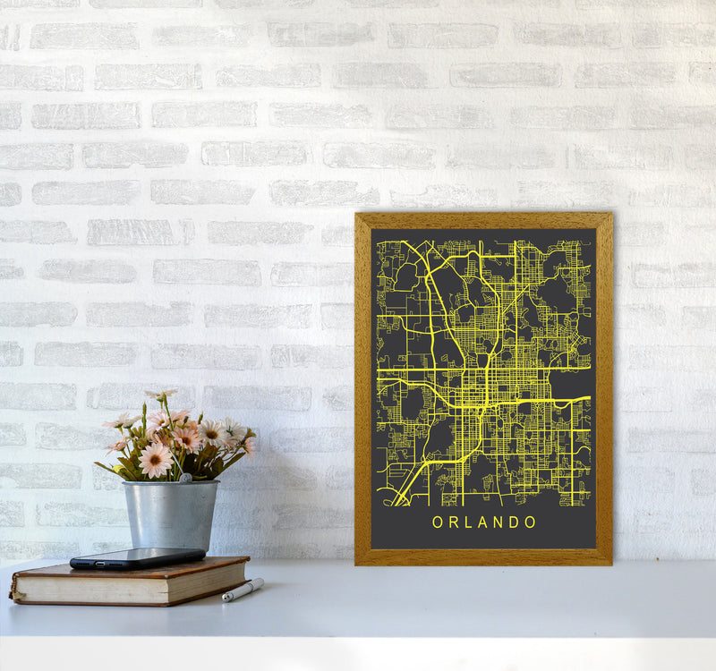 Orlando Map Neon Art Print by Pixy Paper A3 Print Only