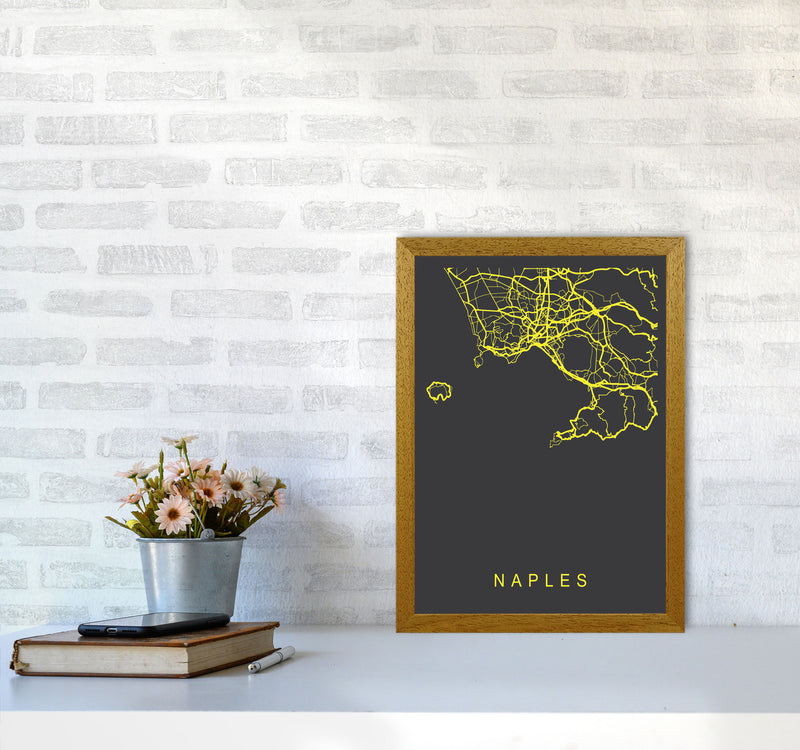 Naples Map Neon Art Print by Pixy Paper A3 Print Only