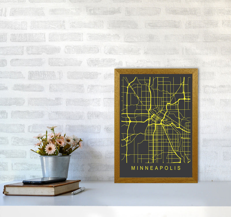 Minneapolis Map Neon Art Print by Pixy Paper A3 Print Only