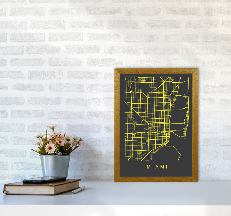 Miami Map Neon Art Print by Pixy Paper A3 Print Only