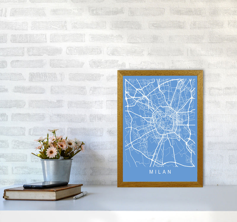 Milan Map Blueprint Art Print by Pixy Paper A3 Print Only