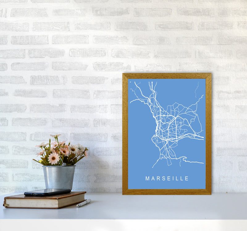 Marseille Map Blueprint Art Print by Pixy Paper A3 Print Only