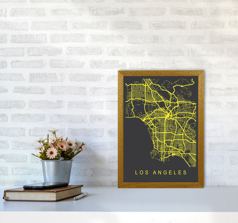 Los Angeles Map Neon Art Print by Pixy Paper A3 Print Only