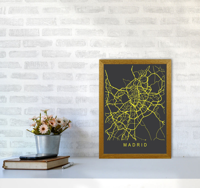 Madrid Map Neon Art Print by Pixy Paper A3 Print Only