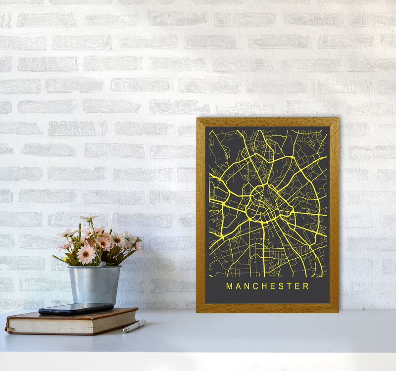 Manchester Map Neon Art Print by Pixy Paper A3 Print Only